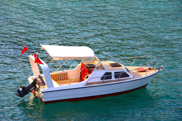 Small Boat on the Sea, Turkey. stock photo