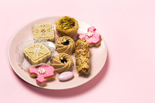istock Candy for baby party with candies and cakes 1358557238
