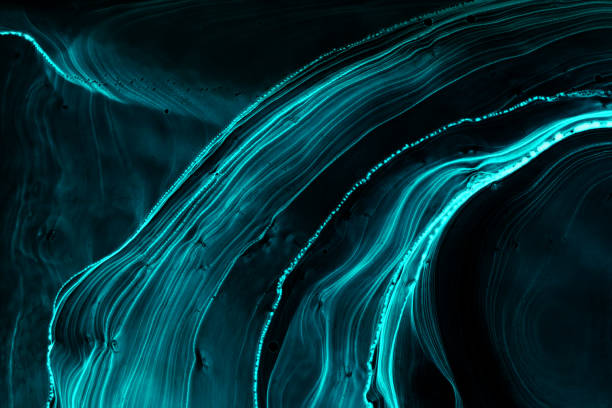 istock Abstract blue green network internet technology presentation background. Neon color on black, acrylic paints in water wallpaper 1358560513