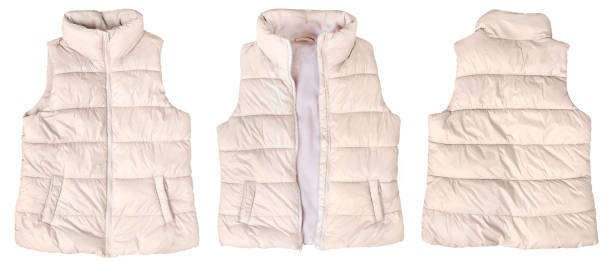 istock Beige Down Vest isolated on white. Ready for clipping path. 1358562986