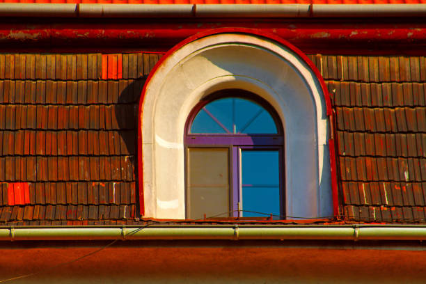 Attic window in an old house in Bratislava, Slovakia