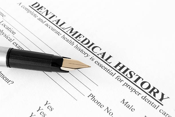 Dental medical history form stock photo