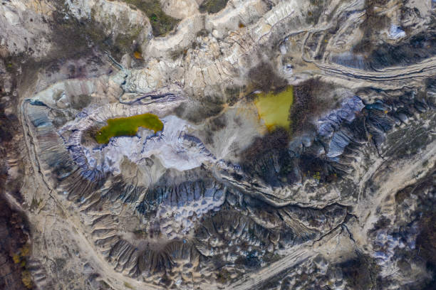 istock Aerial shot of opencast mine lake 1358576110