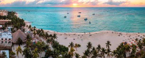 Cancun beach with boat