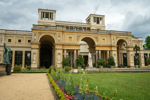 Chateau de Versailles, Versailles, France - December 28, 2023:  Grand Trianon of the Chateau de Versailles on a cloudy day.  HDR encoded.