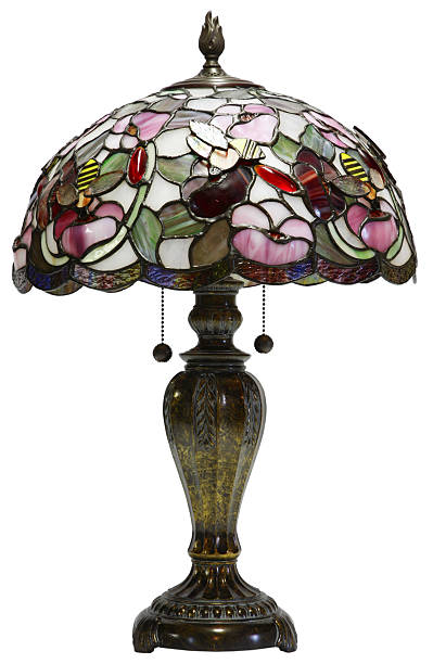 Tight shot of an antique Tiffany Glass Table Lamp  stock photo