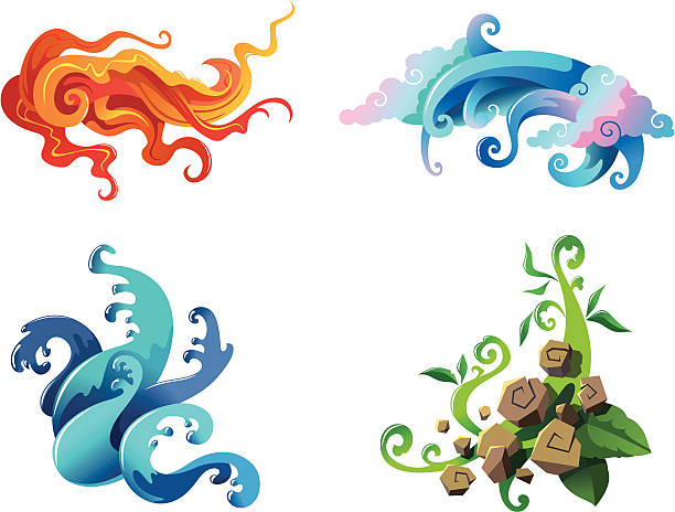 The Four Elements The Four Elements of nature, fire, air, water and earth, vector illustration the four elements stock illustrations