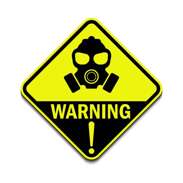 ガスハザード、ウェアレスピレーター、マスクダイヤモンド形状黄色サインベクトルアイコン付きダストハザード警告 - gas mask mask nobody protection点のイラスト素材／クリップアート素材／マンガ素材／アイコン素材
