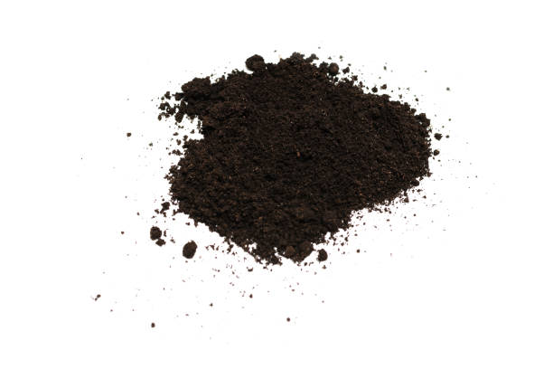 istock Black land for plant isolated on white background. 1358602563