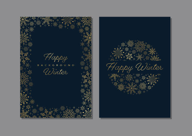 Card Design with Golden Snowflakes Card Design with Golden Snowflakes グラフィックプリント stock illustrations