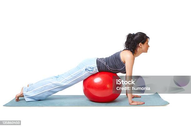 Woman With Gym Ball Stock Photo - Download Image Now - Active Lifestyle, Activity, Adult