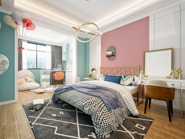 istock 3d render of luxury hotel room 1358610017