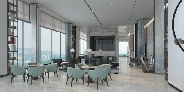 istock 3D Render of Luxury Hotel Lobby and Reception 1358610517