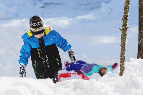 Brother & Sister Sledding