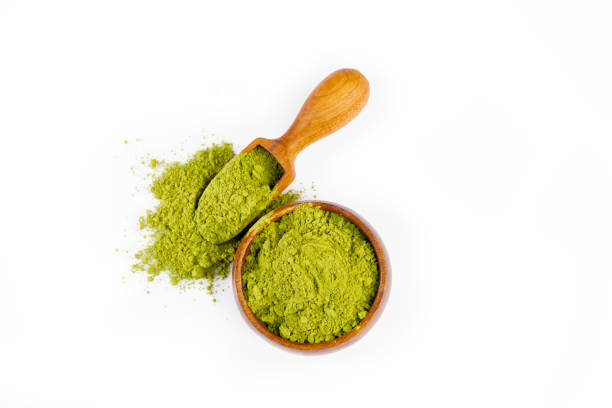 istock Henna powder on white background 1358614548