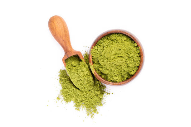 istock Henna powder on white background 1358614629