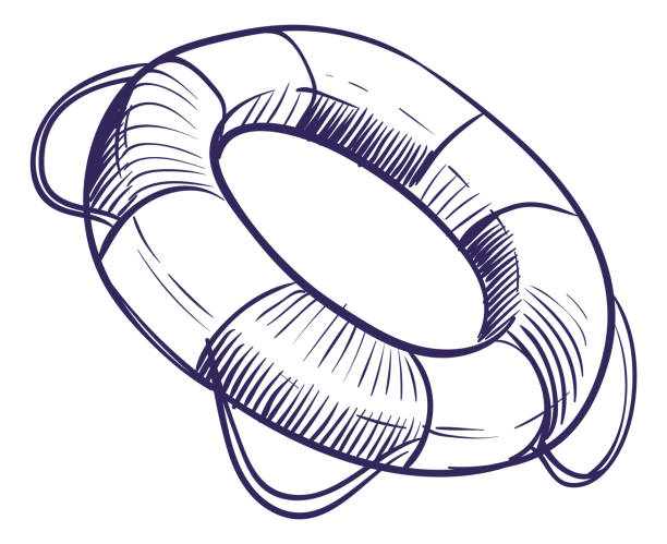 Lifebuoy icon. Safety ring in hand drawn style isolated on white background