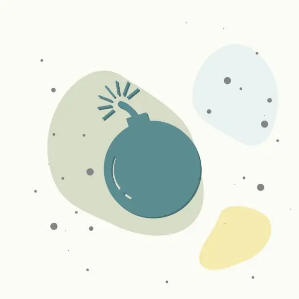 Vector illustration of Vector icon bomb on multicolored background.