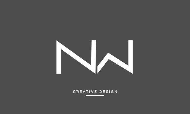 nw lub wn alphabet letters luksusowe logo vector design - letter n alphabet three dimensional shape red stock illustrations