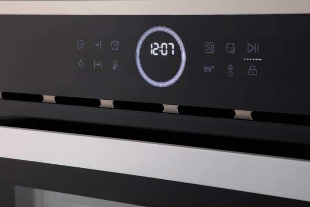 istock Digital display of steamer , close up digital display Kitchen appliances 1358624347