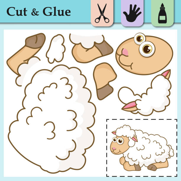 Paper game for kids. Create the applique cute Lamb. Cut and glue. Funny Lamb. Education logic game for preschool kids. Worksheet activity perfect for scissor practice, fine motor and cutting skills. Paper game for kids. Create the applique cute Lamb. Cut and glue. Funny Lamb. Education logic game for preschool kids. Worksheet activity perfect for scissor practice, fine motor and cutting skills the perfect game stock illustrations