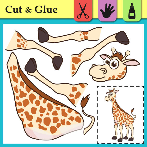 Paper game for kids. Create the applique cute Giraffe. Cut and glue. African animal. Education logic game for preschool kids. Worksheet activity perfect for scissor practice, fine motor,cutting skills Paper game for kids. Create the applique cute Giraffe. Cut and glue. African animal. Education logic game for preschool kids. Worksheet activity perfect for scissor practice,fine motor, cutting skills the perfect game stock illustrations