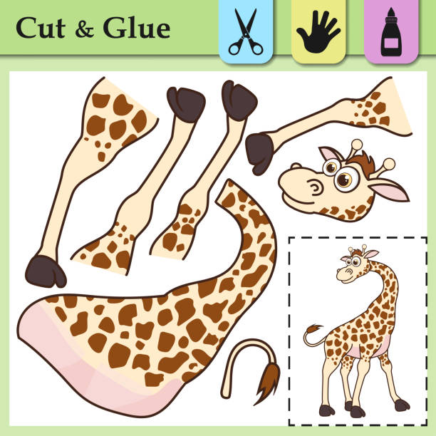 Paper game for kids. Create the applique cute Giraffe. Cut and glue. African animal. Education logic game for preschool kids. Worksheet activity perfect for scissor practice, fine motor,cutting skills Paper game for kids. Create the applique cute Giraffe. Cut and glue. African animal. Education logic game for preschool kids. Worksheet activity perfect for scissor practice,fine motor, cutting skills the perfect game stock illustrations