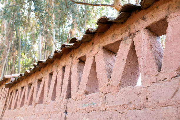 House made of adobe mud in rural countryside in Cusco Peru.