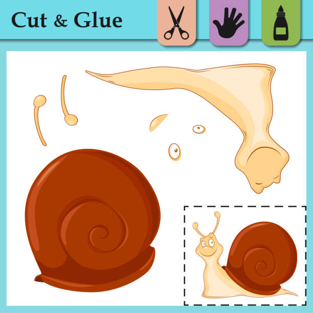 Paper game for kids. Create the applique cute Snail. Cut and glue. Funny Slug. Education logic game for preschool kids. Worksheet activity perfect for scissor practice, fine motor and cutting skills. Paper game for kids. Create the applique cute Snail. Cut and glue. Funny Slug. Education logic game for preschool kids. Worksheet activity perfect for scissor practice, fine motor and cutting skills the perfect game stock illustrations