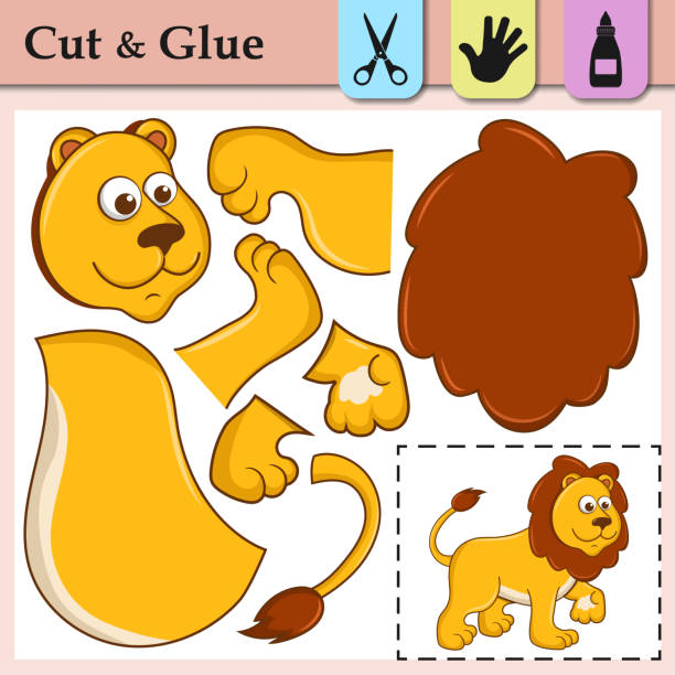 Paper game for kids. Create the applique cute Lioness. Cut and glue. African animal. Education logic game for preschool kids. Worksheet activity perfect for scissor practice, fine motor,cutting skills Paper game for kids. Create the applique cute Lioness. Cut and glue. African animal. Education logic game for preschool kids. Worksheet activity perfect for scissor practice,fine motor, cutting skills the perfect game stock illustrations