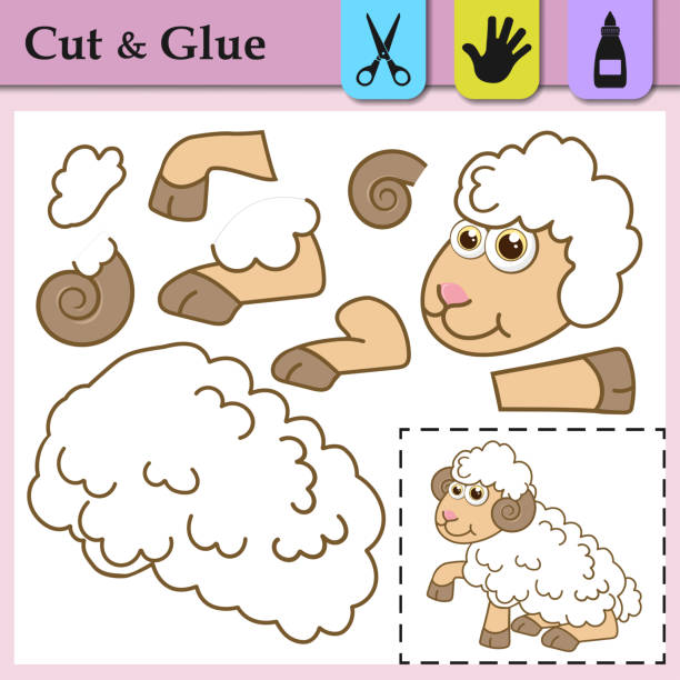 Paper game for kids. Create the applique cute Mutton,. Cut and glue. Funny Lamb. Education logic game for preschool kids. Worksheet activity perfect for scissor practice, fine motor and cutting skills Paper game for kids. Create the applique cute Mutton,. Cut and glue. Funny Lamb. Education logic game for preschool kids. Worksheet activity perfect for scissor practice, fine motor and cutting skill the perfect game stock illustrations