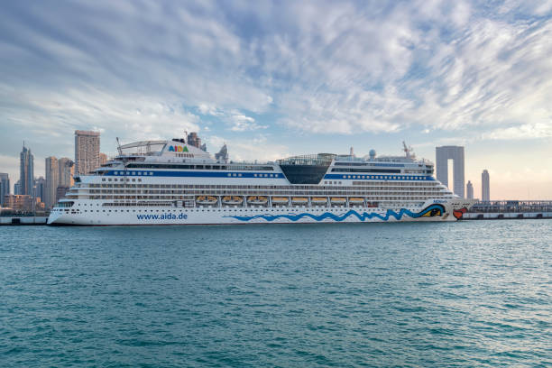 Aida cruise liner ship docked in Fishguard bay