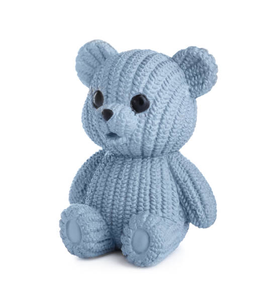 istock Adorable grey toy bear isolated on white 1358629637