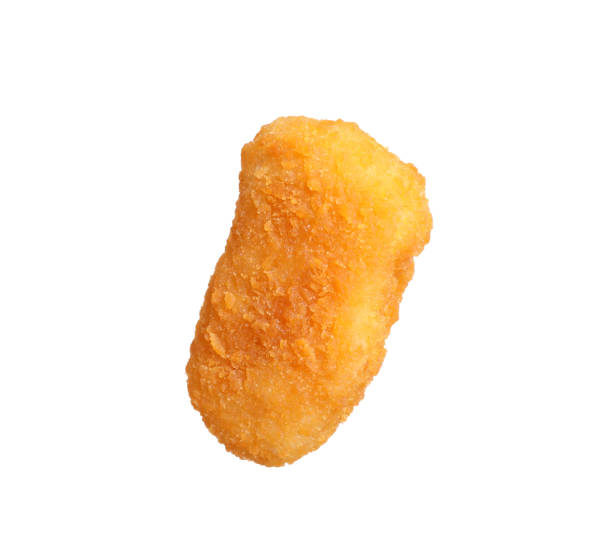 istock Delicious fried chicken nugget isolated on white 1358630522