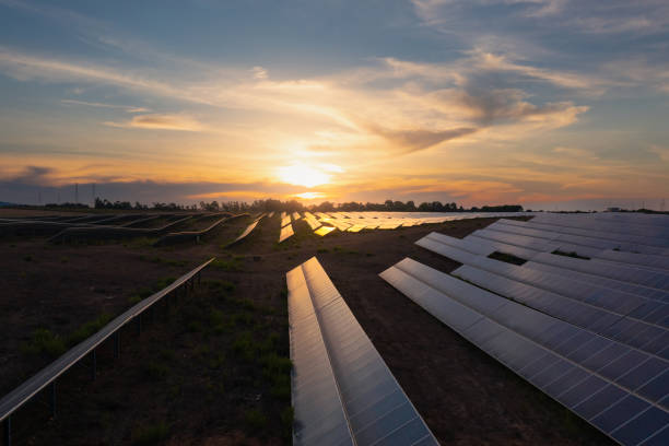istock Photovoltaic power station at sunset 1358631255
