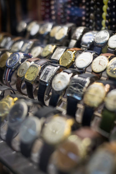 istock Vintage watches on display in a shop 1358635203