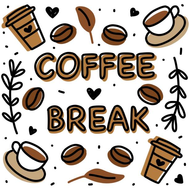 ilustrações de stock, clip art, desenhos animados e ícones de coffe break doodle style - coffee backgrounds cafe breakfast