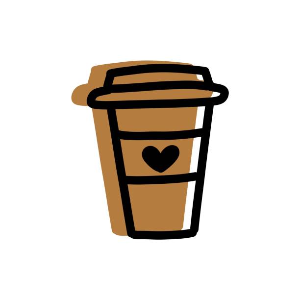 ilustrações de stock, clip art, desenhos animados e ícones de brown coffee cup with a heart-shaped pattern on a white background - latté cafe macchiato cappuccino cocoa