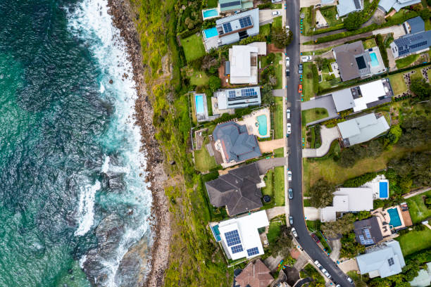 Coastal Suburb overhead perspective roof tops