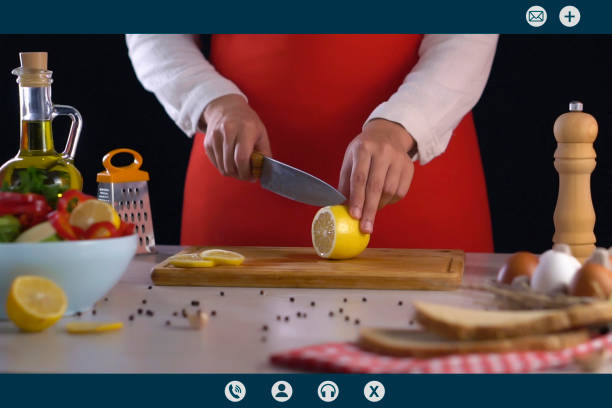 istock The chef preparing a meal by chopping the ingredients. Chef is recording the preparing process as to upload the video into Youtube. He is also a youtuber, uploading educational video tutorials about cooking. This is cooking, video recording, youtuber chef 1358640695