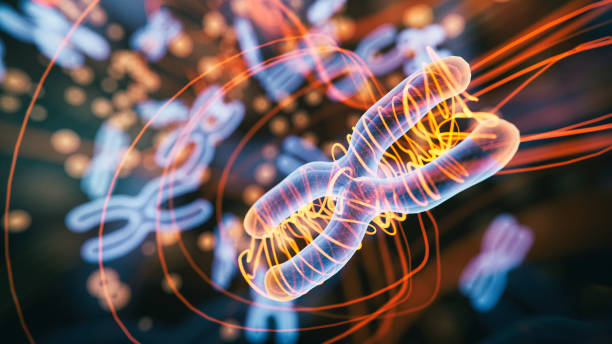 Abstract Genetics Disease Abstract Genetics Disease - 3d rendered image. Hologram view. SEM (TEM) macroscope image. DNA mutations. Vexas disease. Medicine Healthcare research concept. X chromosomes objects. crispr photos stock pictures, royalty-free photos & images