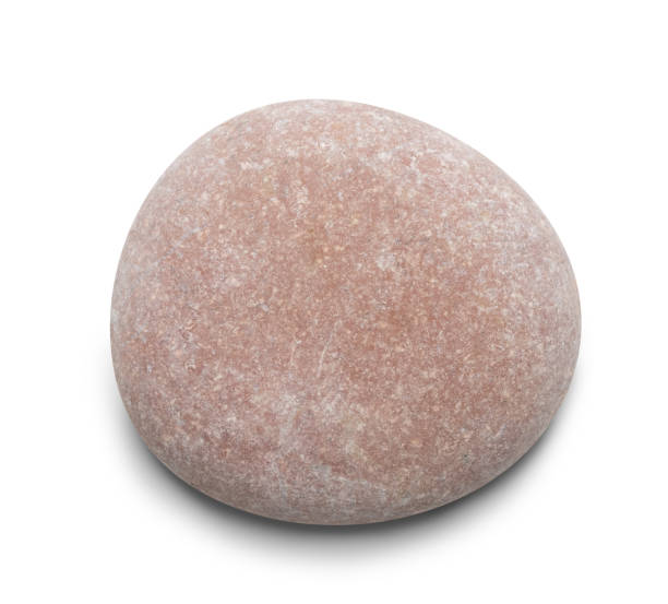istock Pebble. Smooth red  sea stone isolated on white background with shadows, clipping path  for isolation without shadows on white 1358642723