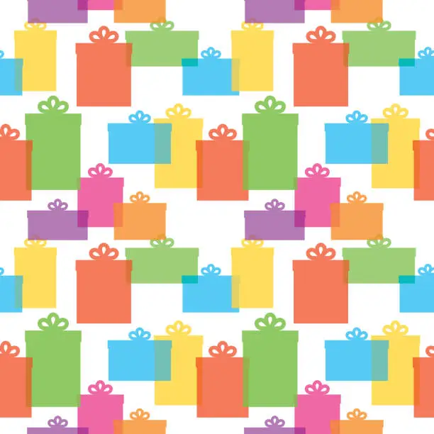 Vector illustration of Colorful Gift Boxes Seamless Pattern