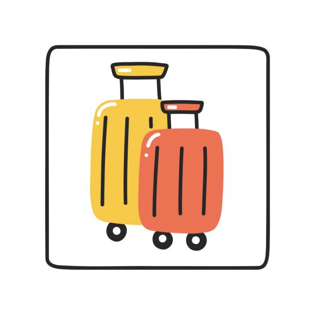 иллюстрация чемодана в мультяшном стиле. - flying vacations doodle symbol stock illustrations