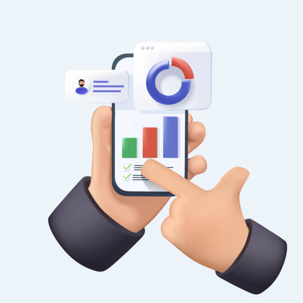 istock Data analytics, dashboard and business finance report. investment or website SEO screen concept. 3D Web Vector. 1358646445