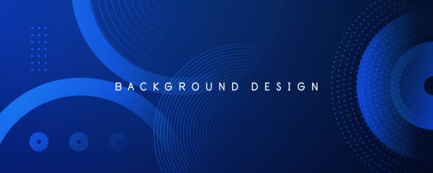 抽象的な青いグラデーション幾何学的図形の円の背景。現代の未来的な背景。ランディングページ、ブックカバー、パンフレット、チラシ、雑誌、ブランディング、バナー、ヘッダー、プレ� - abstract backgrounds circle technology点のイラスト素材／クリップアート素材／マンガ素材／アイコン素材