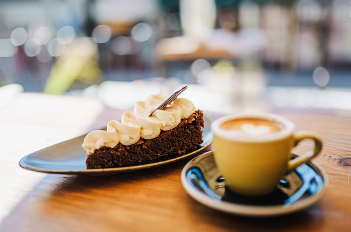 Cake and coffee. Coffee break.