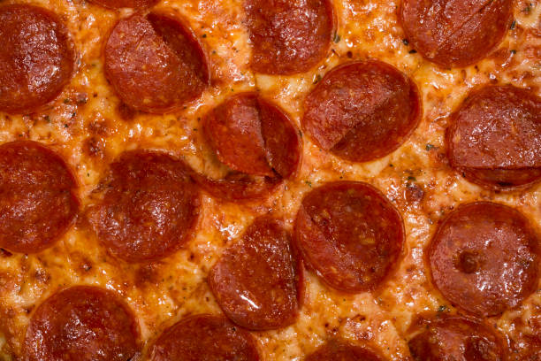 istock Close up view of pepperoni pizza 1358657881