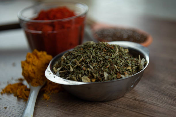 istock Ground red culinary condiment made from annatto (Bixa orellana) 1358664238