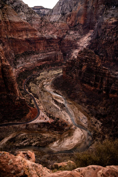 istock Looking Down On The Virgin River From Angels Landing 1358664881